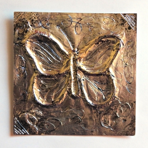 Mock Pewter Floral Butterfly Card