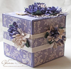 Lavender Flowers and Flourishes Artist Trading Block