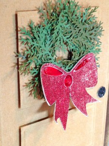 Christmas Wreath with a Big Red Bow Greeting Card